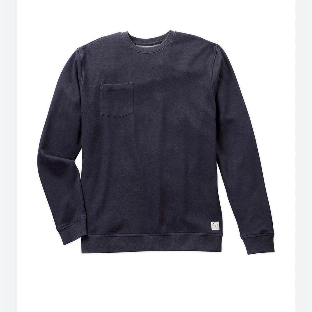 Linksoul Men's Navy Double-knit Pocket Crewneck Sweatshirt M